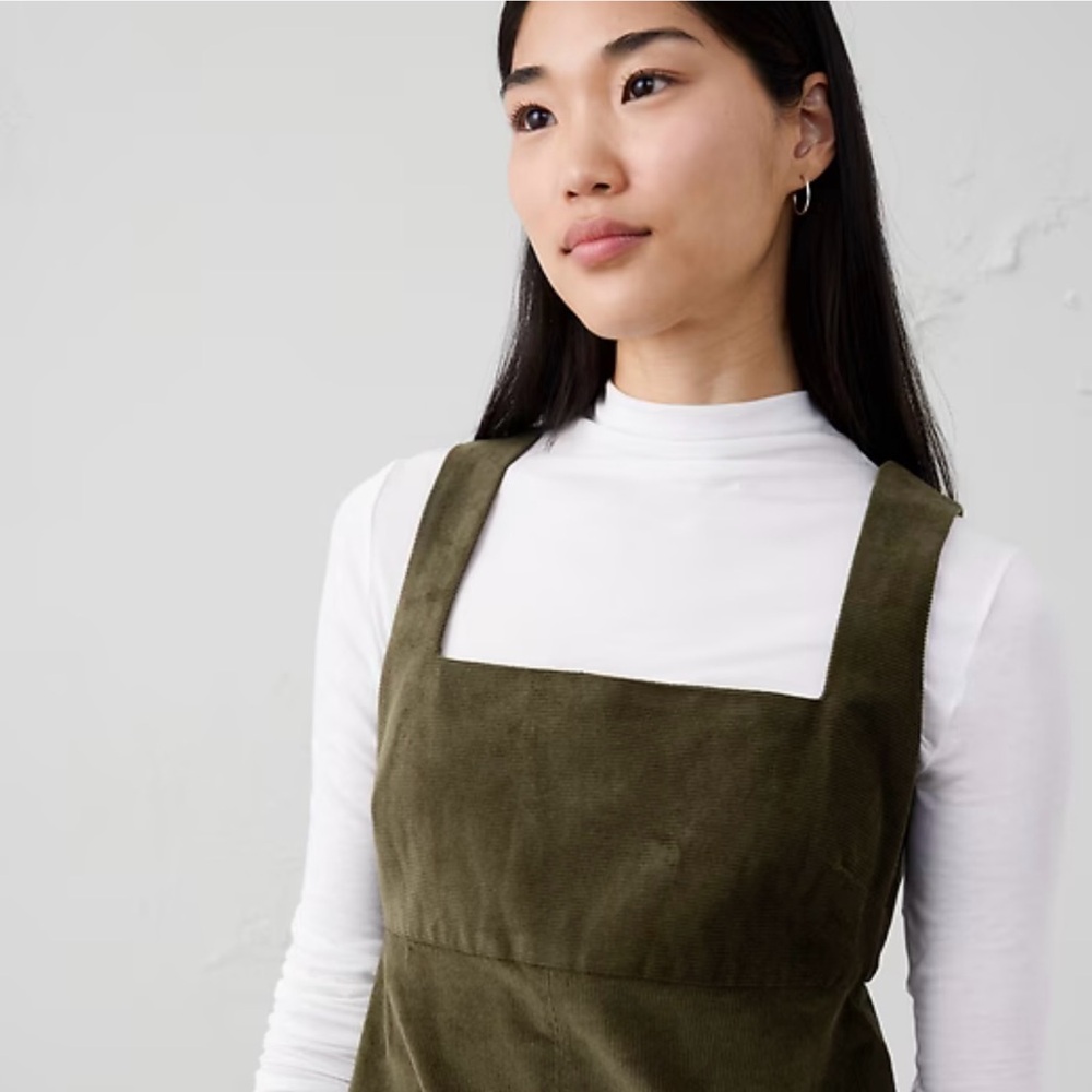 Banana Republic Olive Green Mini Pinafore Dress